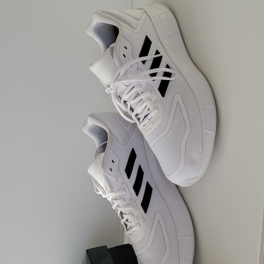 NWOT Adidas Duramo 10 Sneakers Size 13 White w/Black Adidas Stripes